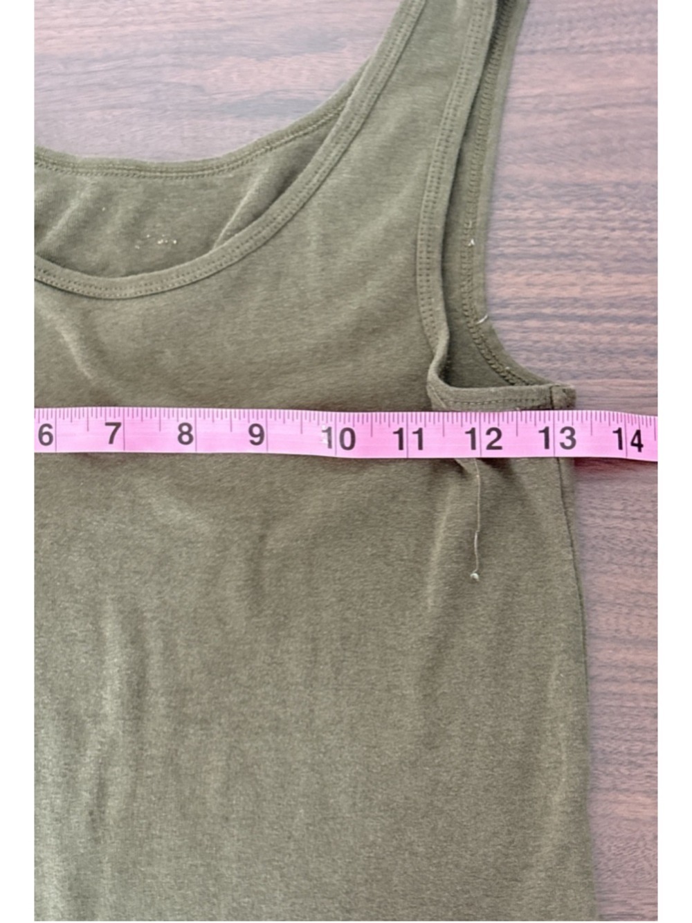 Womens Olive Green Ribbed Tank Top Sleeveless Scoop Neck Casual Basic Layering S - Picture 4 of 4